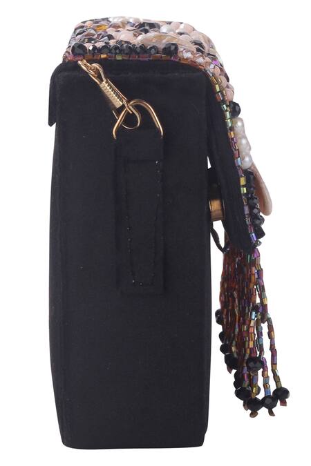 Buy_Nazaakat By Samara Singh_Black Beads, Pearls Beaded Designer Handbag 
