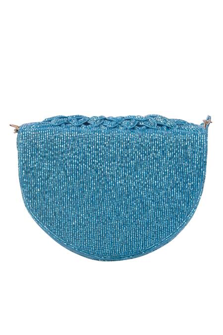 Buy_Nazaakat By Samara Singh_Blue Beads Silk Designer Handbag _Online_at_Aza_Fashions