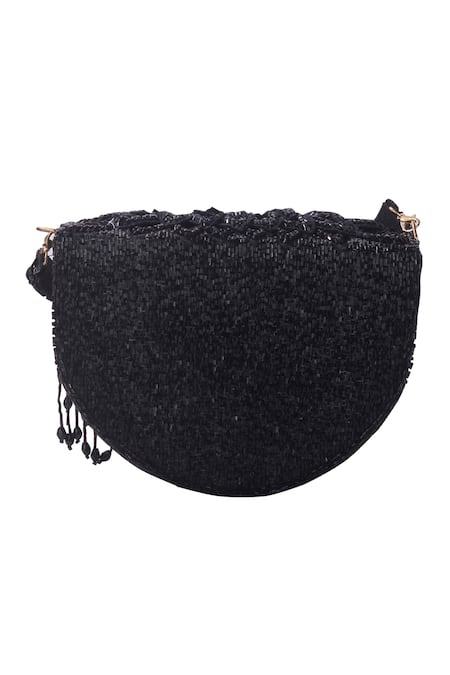 Buy_Nazaakat By Samara Singh_Black Designer Silk Handbag _Online_at_Aza_Fashions
