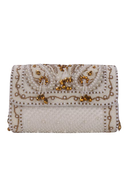 Nazaakat By Samara Singh Beaded Designer Handbag With Detachable Handle 