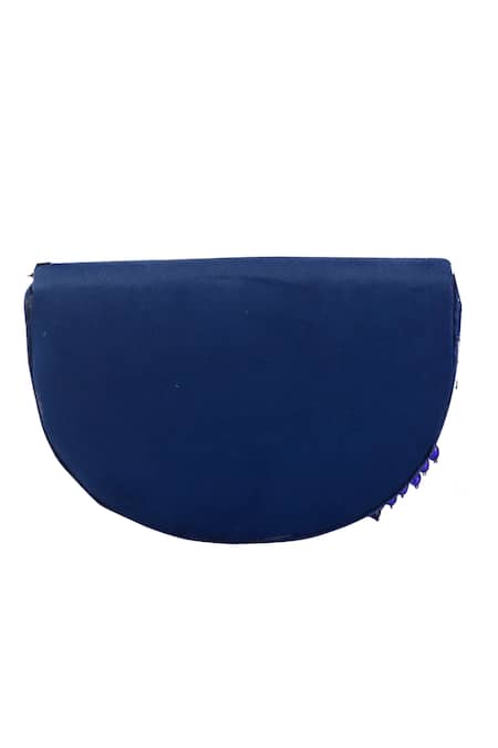 Buy_Nazaakat By Samara Singh_Blue Beads, Tassels Beaded Silk Handbag_Online_at_Aza_Fashions