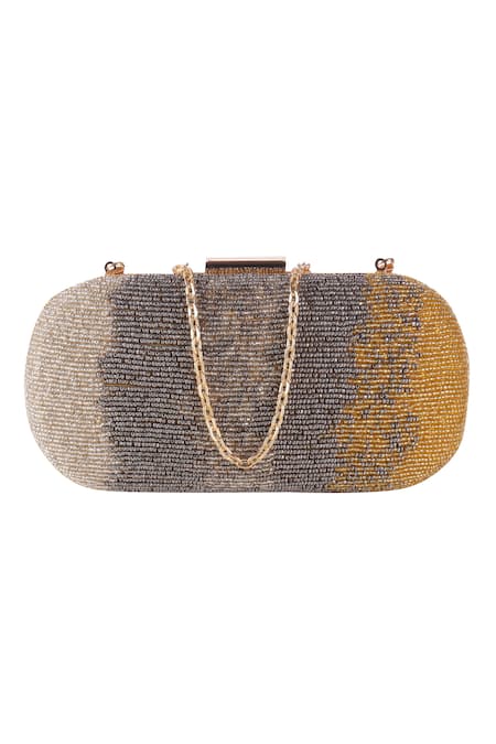 Nazaakat By Samara Singh Designer Beaded Clutch with Detachable Sling 