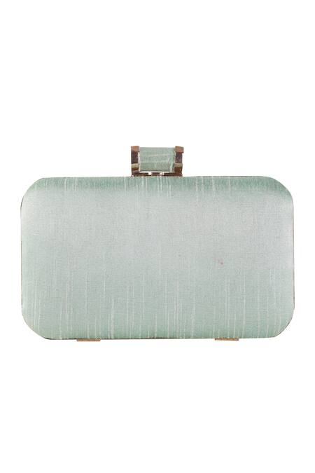 Shop_Nazaakat By Samara Singh_Green Embroidery, Beads Floral Clutch With Sling _Online_at_Aza_Fashions