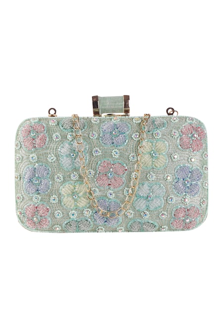 Nazaakat By Samara Singh Floral Embroidered Clutch with Sling 
