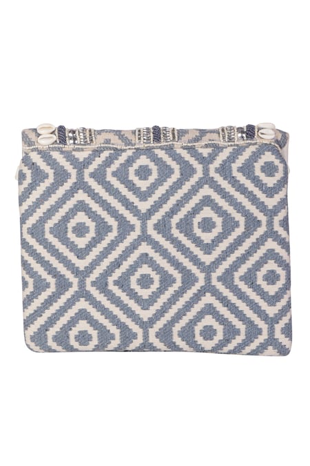 Buy_Samyukta Singhania_Gray Beads Designer Silk Handbag With Detachable Sling _Online_at_Aza_Fashions