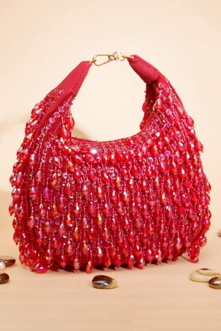 Samyukta Singhania Designer Red Silk Handbag 