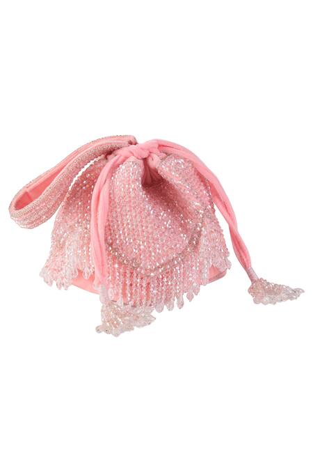 Nazaakat By Samara Singh_Pink Beads, Sequins Beaded Potli Handbag _Online_at_Aza_Fashions