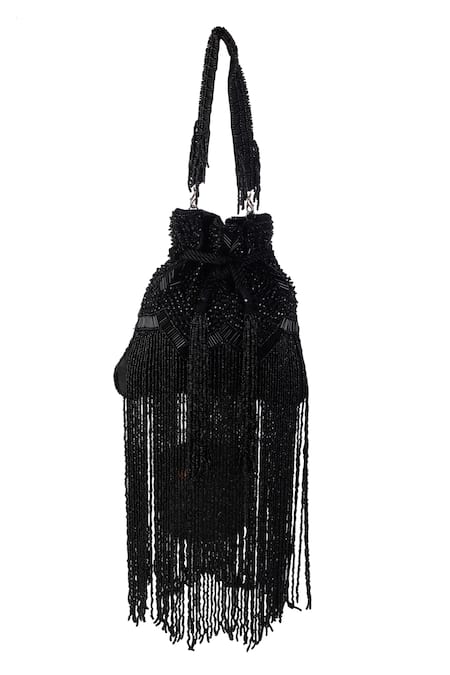 Nazaakat By Samara Singh Designer Black Silk Potli Bag 