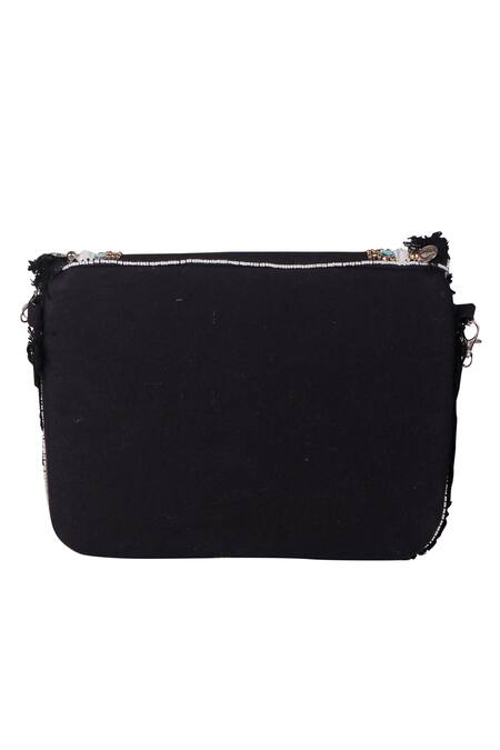 Nazaakat By Samara Singh_Black Sequins, Beads Embroidered Silk Handbag _Online_at_Aza_Fashions