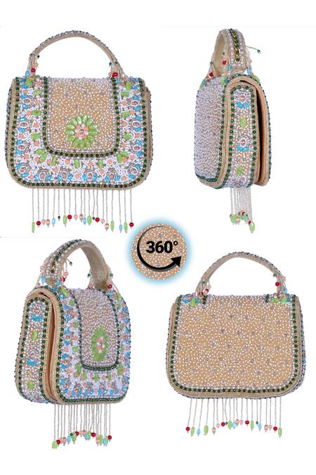Shop Nazaakat By Samara Singh Peach Beads, Embroidery Embellished Silk Handbag Online at Aza Fashions Shop_Nazaakat By Samara Singh_Peach Beads, Embroidery Embellished Silk Handbag _Online_at_Aza_Fashions