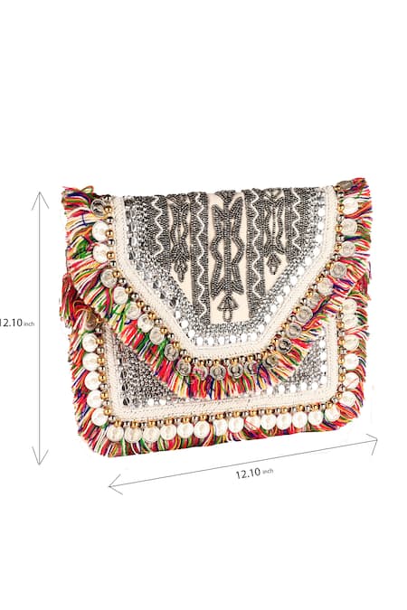 Nazaakat By Samara Singh Multi Color Sequins, Tassels Embellished Handbag at Aza Fashions Nazaakat By Samara Singh_Multi Color Sequins, Tassels Embellished Handbag _at_Aza_Fashions