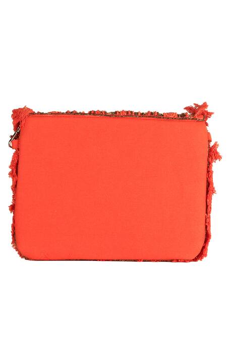 Buy_Nazaakat By Samara Singh_Red Beads, Sequins Silk Designer Handbag 