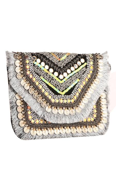 Buy Nazaakat By Samara Singh Multi Color Sequins, Studs Designer Handbag With Sling Buy_Nazaakat By Samara Singh_Multi Color Sequins, Studs Designer Handbag With Sling