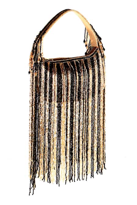 Nazaakat By Samara Singh Fringed Designer Silk Handbag 