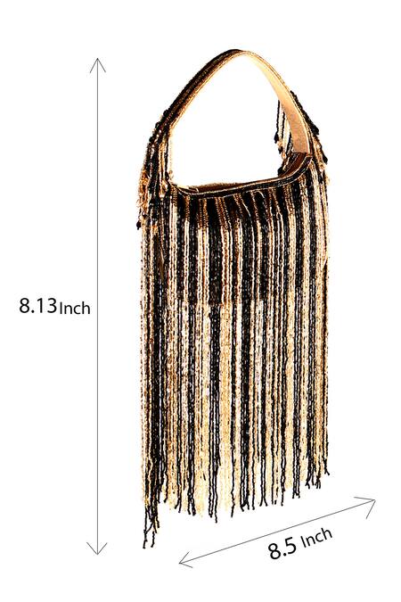 Nazaakat By Samara Singh_Multi Color Fringe, Beads Designer Silk Handbag _Online_at_Aza_Fashions