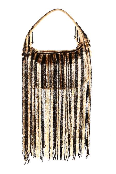 Buy_Nazaakat By Samara Singh_Multi Color Fringe, Beads Designer Silk Handbag _Online_at_Aza_Fashions