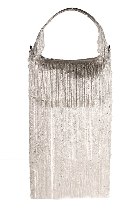Nazaakat By Samara Singh Fringed Designer Silk Handbag 