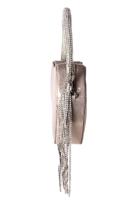 Nazaakat By Samara Singh_Rose Gold Chains Heart Shaped Designer Handbag_Online_at_Aza_Fashions