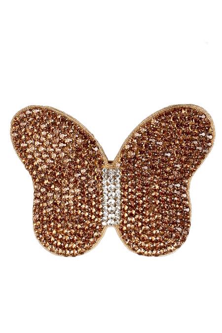 Shop_Nazaakat By Samara Singh_Gold Sequins, Rhinestones Butterfly Shaped Designer Handbag _Online_at_Aza_Fashions