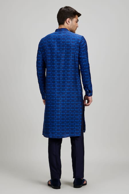 Bubber Couture Royal Blue Printed Kurta Set 