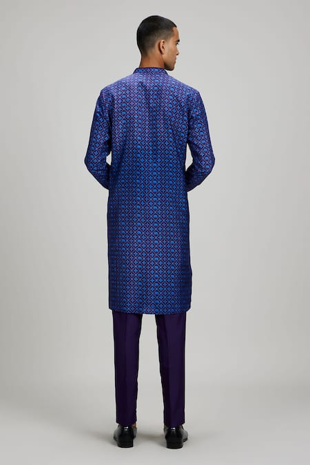 Bubber Couture Navy Printed Kurta Set 