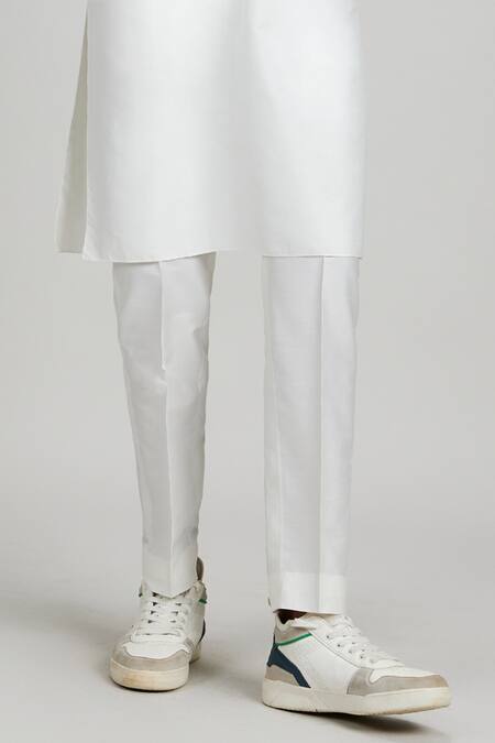 Shop_Bubber Couture_White Cotton, Silk Embroidery Designer Plain Kurta Set _Online_at_Aza_Fashions