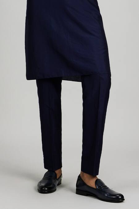 Bubber Couture_Navy Cotton Plain Kurta Set _Online_at_Aza_Fashions