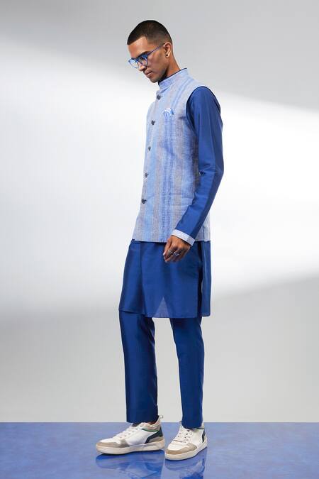 Buy Bubber Couture Blue Linen Designer Bundi Online at Aza Fashions Buy_Bubber Couture_Blue Linen Designer Bundi _Online_at_Aza_Fashions