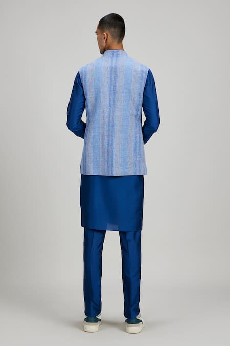 Bubber Couture Designer Blue Linen Bundi 