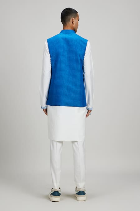 Bubber Couture Blue Linen Nehru Jacket 