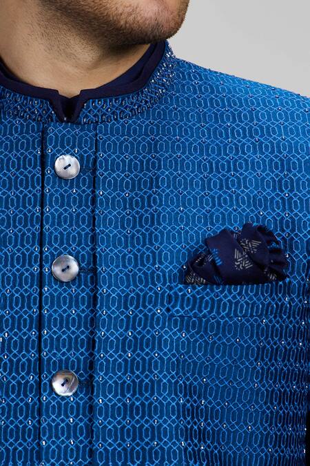 Buy Bubber Couture Blue Chanderi , Designer Chaniya Sherwani Buy_Bubber Couture_Blue Chanderi , Designer Chaniya Sherwani