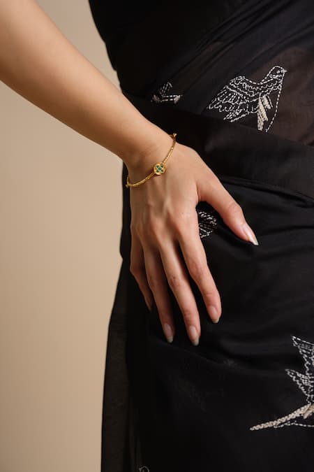 Buy_Grassroot By Anita Dongre_Black , Silk Tassels Slub Embroidered Saree