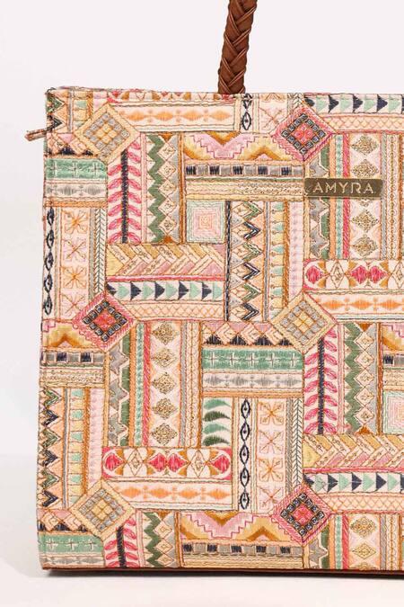 Buy_Amyra_Multi Color Embroidery Cora Multicolor Tote Bag