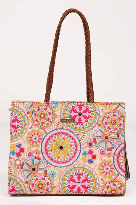 Amyra Multi Color Embroidery Multicolor Tote Bag Online at Aza Fashions Amyra_Multi Color Embroidery Multicolor Tote Bag _Online_at_Aza_Fashions