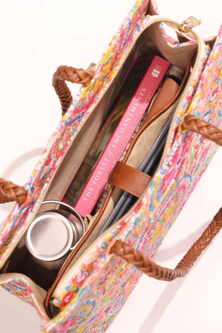 Buy Amyra Multi Color Embroidery Multicolor Tote Bag Buy_Amyra_Multi Color Embroidery Multicolor Tote Bag