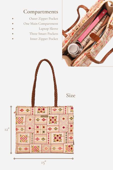 Shop_Amyra_Multi Color Embroidery, Beads Multicolor Box Tote Bag _Online_at_Aza_Fashions
