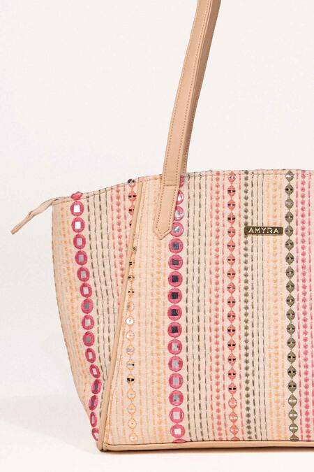 Buy_Amyra_Multi Color Embroidery, Beads Multicolor Tote Bag 