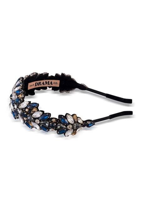 Buy_Hair Drama CO_Blue Crystals Designer Embellished Headband _Online_at_Aza_Fashions