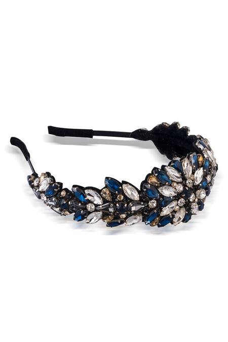Shop_Hair Drama CO_Blue Crystals Designer Embellished Headband _Online_at_Aza_Fashions