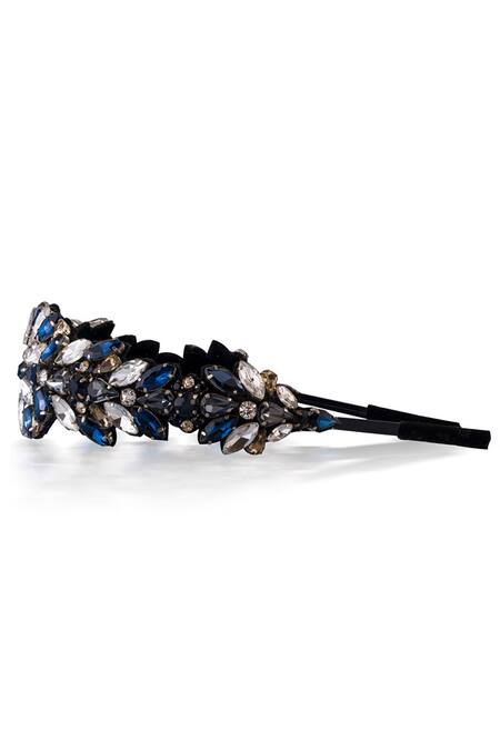 Hair Drama CO_Blue Crystals Designer Embellished Headband _at_Aza_Fashions