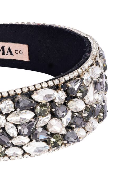 Shop Hair Drama CO Black Crystals Designer Grey Embellished Hair Band Shop_Hair Drama CO_Black Crystals Designer Grey Embellished Hair Band