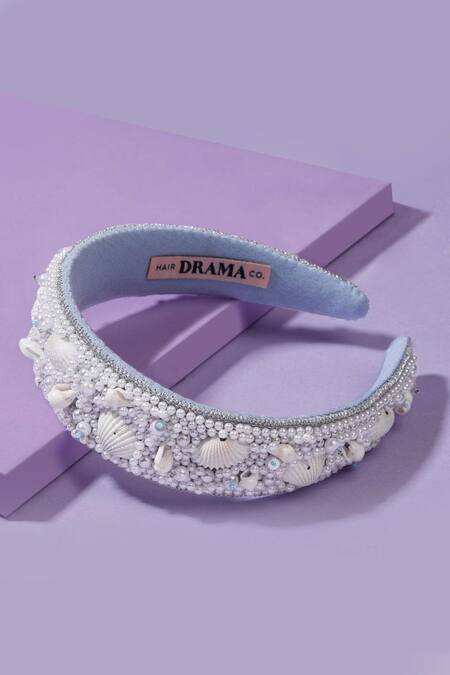 Buy_Hair Drama CO_Blue Pearls Shell And Flat Band _Online_at_Aza_Fashions