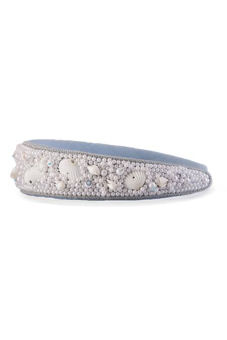 Shop_Hair Drama CO_Blue Pearls Shell And Flat Band _Online_at_Aza_Fashions