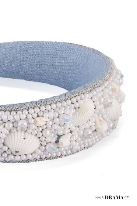 Hair Drama CO_Blue Pearls Shell And Flat Band _at_Aza_Fashions