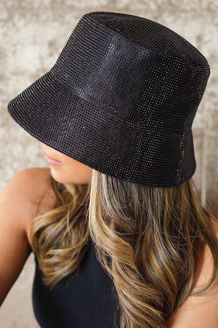 Buy_Hair Drama CO_Black Rhinestones Hotfix Designer Hat 