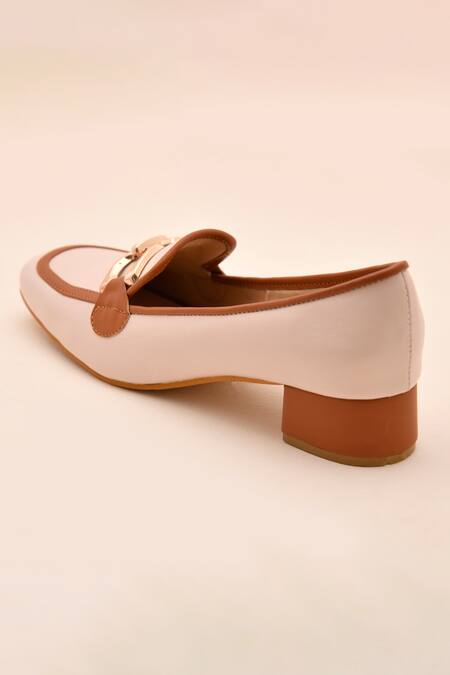 Buy LA Fiza Ivory Buckles Designer Pump Loafer Heels Buy_LA Fiza_Ivory Buckles Designer Pump Loafer Heels