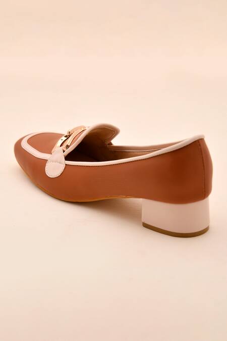 Buy_LA Fiza_Brown Buckles Sienna Pump Loafer Heels_Online_at_Aza_Fashions