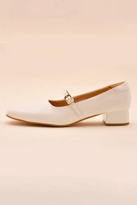 LA Fiza_White Patent Mary Jane Pumps_Online_at_Aza_Fashions