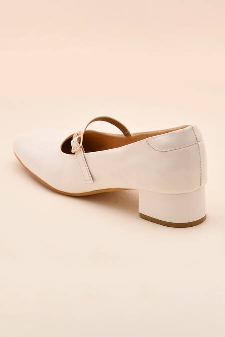 Buy_LA Fiza_White Patent Mary Jane Pumps_Online_at_Aza_Fashions