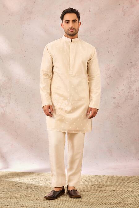 Shop_Masaba_Ivory Chanderi Embroidery Classic Kurta_Online_at_Aza_Fashions